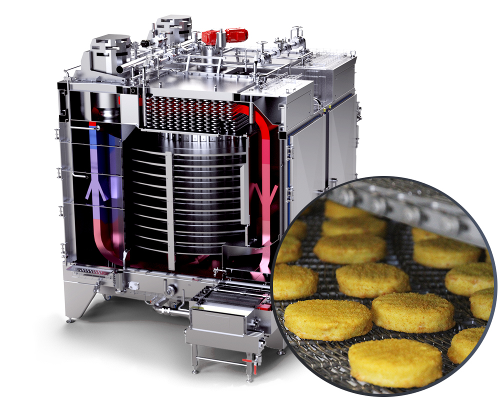 alco food machines Spiral oven for plant based meat