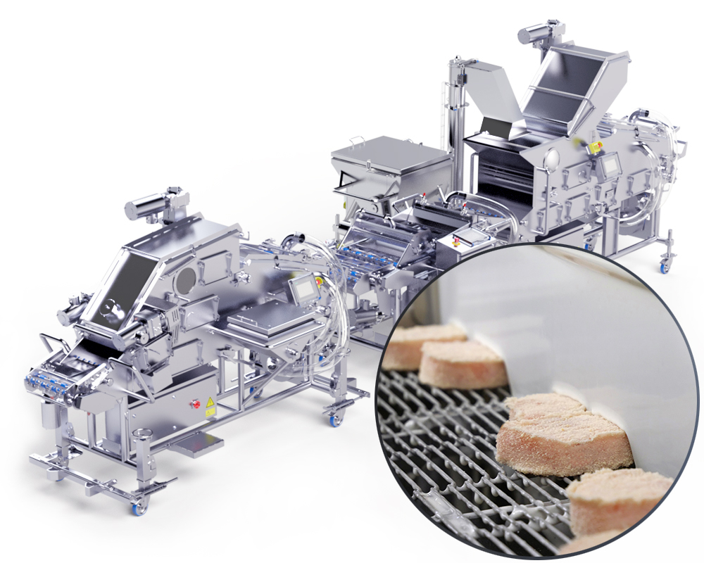 Coating line breading and battering by alco food machines for meat alternatives