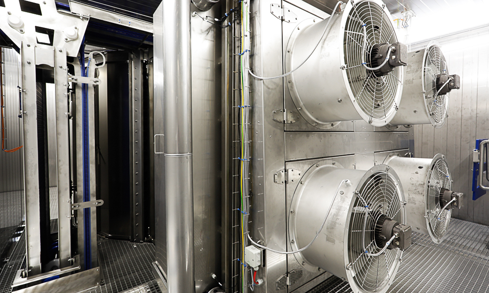 Evaporator and fan unit in stainless steel alco food machines